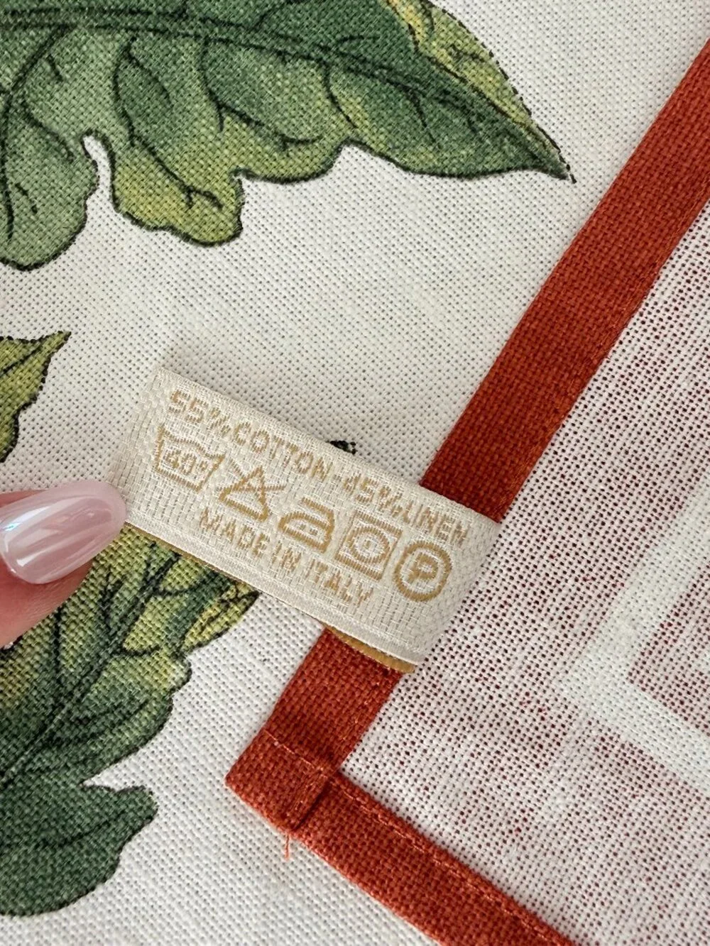 Linen Cotton Tea Towel Botanical Yellow Tomato Made in Italy Vintage Print